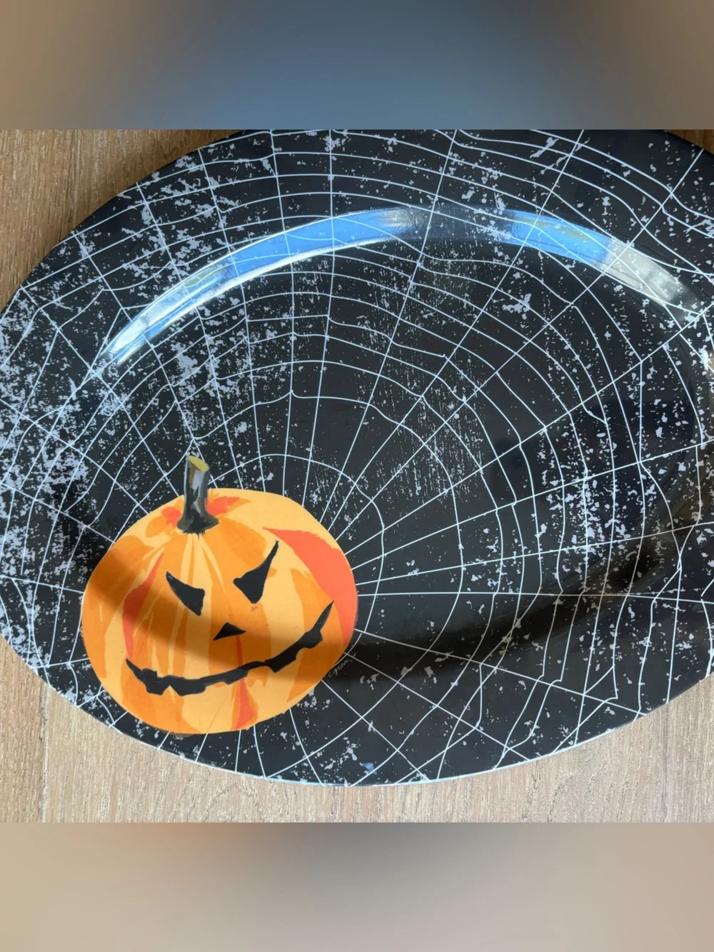 Halloween Jack-O'-Lantern large serving Party Plater - Black and Orange